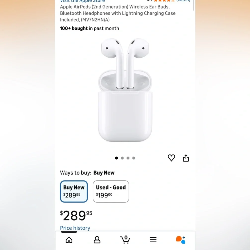 Wireless White 2nd generation Apple Airpods with Charging Case